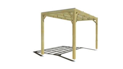 Pergola bois - 4m x 2m - indépendante - sens largeur - couverture étanche transparente incluse - livraison comprise