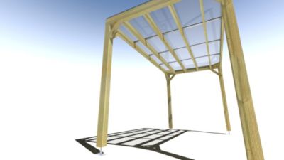 Pergola bois - 4m x 2m - indépendante - sens largeur - couverture étanche transparente incluse - livraison comprise