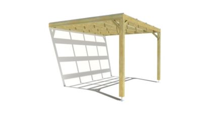 Pergola bois - 4m x 3m - adossée - sens largeur - couverture étanche transparente incluse - livraison comprise