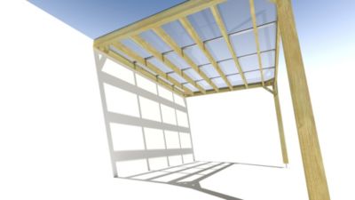 Pergola bois - 4m x 3m - adossée - sens largeur - couverture étanche transparente incluse - livraison comprise