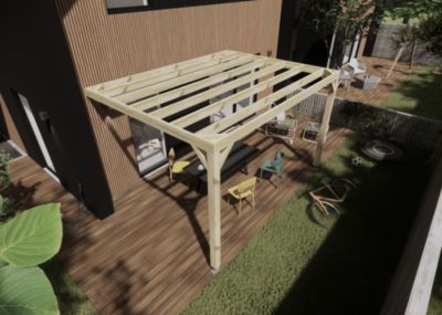 Pergola bois - 4m x 3m - adossée - sens largeur - livraison comprise