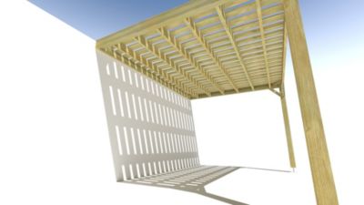 Pergola bois - 4m x 3m - adossée - sens largeur - platelage bois - livraison comprise