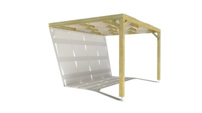 Pergola bois - 4m x 3m - adossée - sens largeur - voilage semi-transparent inclus - livraison comprise