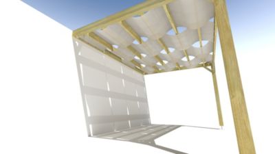 Pergola bois - 4m x 3m - adossée - sens largeur - voilage semi-transparent inclus - livraison comprise