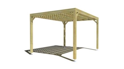 Pergola bois - 4m x 3m - indépendante - sens largeur - platelage bois - livraison comprise