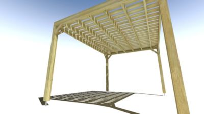 Pergola bois - 4m x 3m - indépendante - sens largeur - platelage bois - livraison comprise