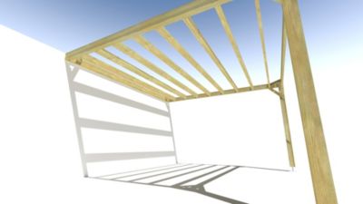 Pergola bois - 4m x 4m - adossée - sens largeur - livraison comprise