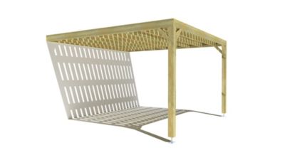 Pergola bois - 4m x 4m - adossée - sens largeur - platelage bois - livraison comprise