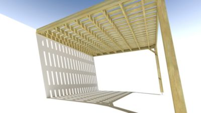 Pergola bois - 4m x 4m - adossée - sens largeur - platelage bois - livraison comprise