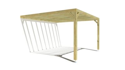 Pergola bois - 4m x 4m - adossée - sens profondeur - livraison comprise