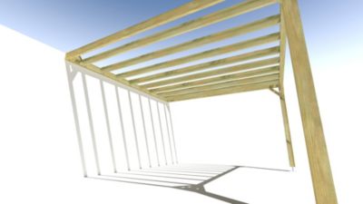 Pergola bois - 4m x 4m - adossée - sens profondeur - livraison comprise