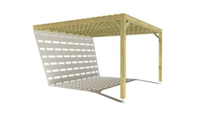 Pergola bois - 4m x 4m - adossée - sens profondeur - platelage bois - livraison comprise