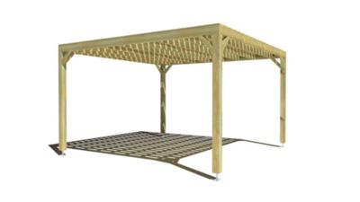 Pergola bois - 4m x 4m - indépendante - sens largeur - platelage bois - livraison comprise