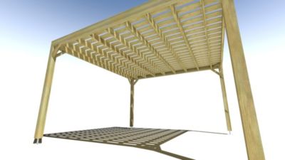 Pergola bois - 4m x 4m - indépendante - sens largeur - platelage bois - livraison comprise