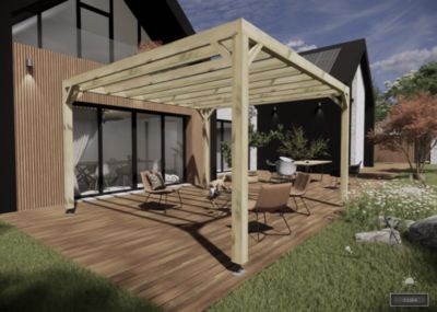 Pergola bois - 4m x 4m - indépendante - sens profondeur - livraison comprise