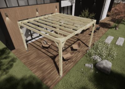 Pergola bois - 4m x 4m - indépendante - sens profondeur - livraison comprise