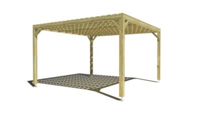 Pergola bois - 4m x 4m - indépendante - sens profondeur - platelage bois - livraison comprise