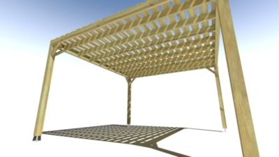 Pergola bois - 4m x 4m - indépendante - sens profondeur - platelage bois - livraison comprise