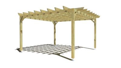 Pergola bois - 4m x 4m - indépendante - style retro - livraison comprise