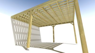 Pergola bois - 4m x 5m - adossée - sens largeur - platelage bois - livraison comprise