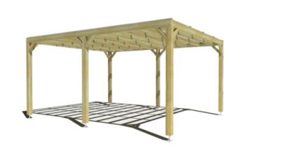 Pergola bois - 4m x 5m - indépendante - sens largeur - couverture étanche transparente incluse - livraison comprise