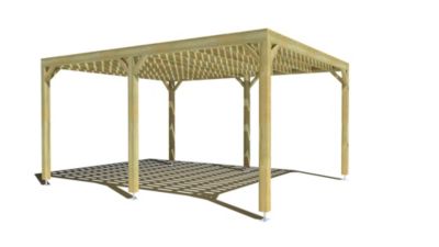 Pergola bois - 4m x 5m - indépendante - sens largeur - platelage bois - livraison comprise