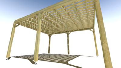 Pergola bois - 4m x 5m - indépendante - sens largeur - platelage bois - livraison comprise