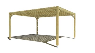 Pergola bois - 4m x 5m - indépendante - sens profondeur - platelage bois - livraison comprise