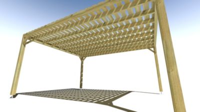 Pergola bois - 4m x 5m - indépendante - sens profondeur - platelage bois - livraison comprise