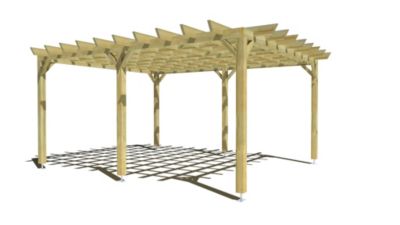 Pergola bois - 4m x 5m - indépendante - style retro - livraison comprise