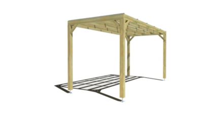 Pergola bois - 5m x 2m - indépendante - sens largeur - couverture étanche transparente incluse - livraison comprise