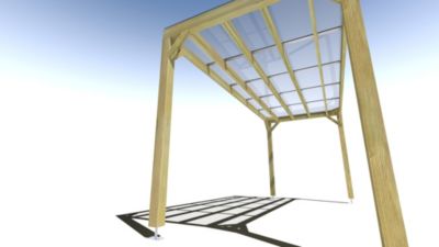 Pergola bois - 5m x 2m - indépendante - sens largeur - couverture étanche transparente incluse - livraison comprise