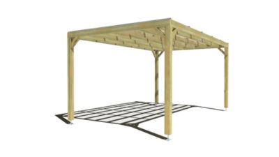 Pergola bois - 5m x 3m - indépendante - sens largeur - couverture étanche transparente incluse - livraison comprise