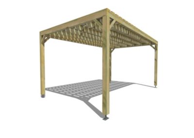 Pergola bois - 5m x 3m - indépendante - sens largeur - platelage bois - livraison comprise