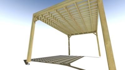 Pergola bois - 5m x 3m - indépendante - sens largeur - platelage bois - livraison comprise