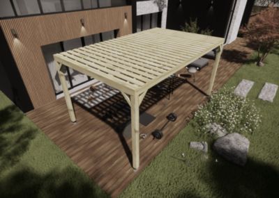 Pergola bois - 5m x 3m - indépendante - sens largeur - platelage bois - livraison comprise