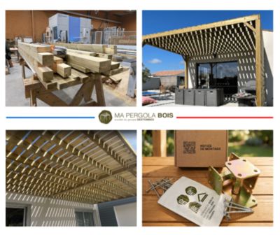 Pergola bois - 5m x 3m - indépendante - sens largeur - platelage bois - livraison comprise