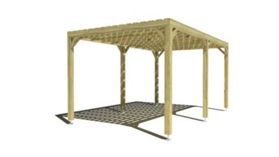 Pergola bois - 5m x 3m - indépendante - sens profondeur - platelage bois - livraison comprise