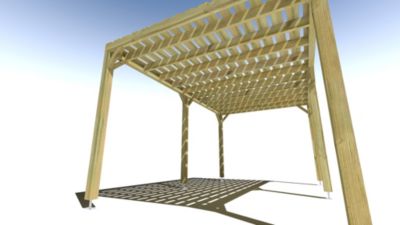 Pergola bois - 5m x 3m - indépendante - sens profondeur - platelage bois - livraison comprise