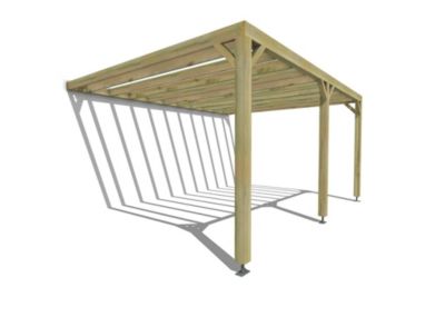 Pergola bois - 5m x 4m - adossée - sens profondeur - livraison comprise
