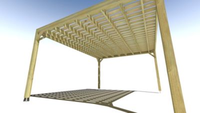 Pergola bois - 5m x 4m - indépendante - sens largeur - platelage bois - livraison comprise