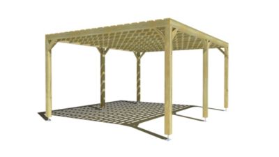 Pergola bois - 5m x 4m - indépendante - sens profondeur - platelage bois - livraison comprise