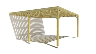 Pergola bois - 5m x 5m - adossée - sens largeur - platelage bois - livraison comprise