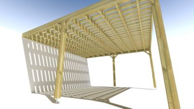 Pergola bois - 5m x 5m - adossée - sens largeur - platelage bois - livraison comprise