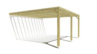 Pergola bois - 5m x 5m - adossée - sens profondeur - livraison comprise