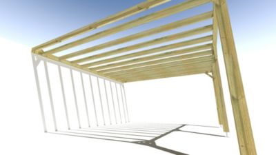 Pergola bois - 5m x 5m - adossée - sens profondeur - livraison comprise