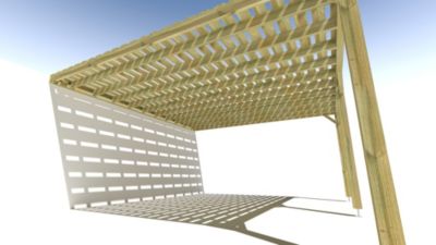 Pergola bois - 5m x 5m - adossée - sens profondeur - platelage bois - livraison comprise