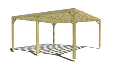 Pergola bois - 5m x 5m - indépendante - sens largeur - couverture étanche transparente incluse - livraison comprise