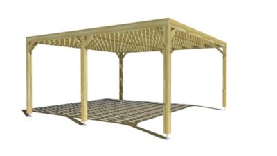 Pergola bois - 5m x 5m - indépendante - sens largeur - platelage bois - livraison comprise