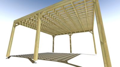 Pergola bois - 5m x 5m - indépendante - sens largeur - platelage bois - livraison comprise